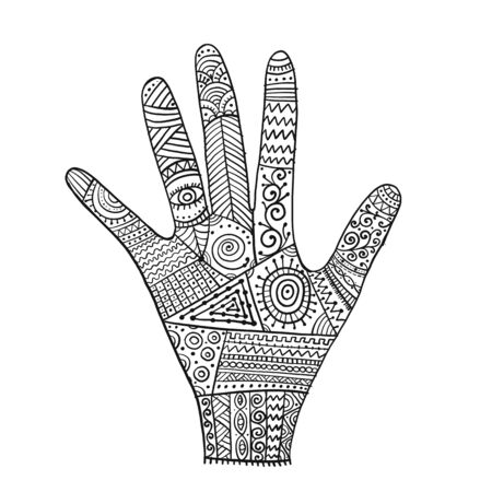 Ornate hand, boho style. Sketch for your design. Vector illustrationのイラスト素材
