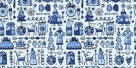 Christmas seamless background, sketch for your designのイラスト素材