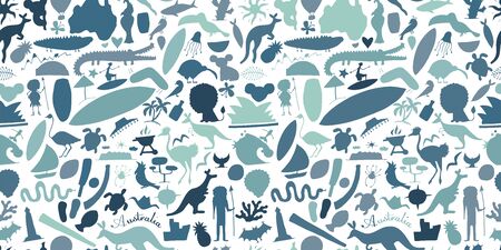 Australian life, nature and animals. Seamless pattern for your designのイラスト素材