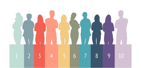 Business team and teamwork concept in flat design. People charactersのイラスト素材