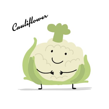 Funny smiling cauliflower, character for your designのイラスト素材