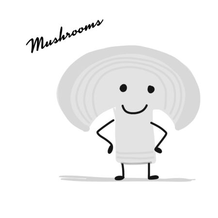 Funny smiling champignon, character for your designのイラスト素材