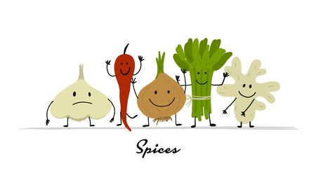 Funny smiling spices, character for your designのイラスト素材