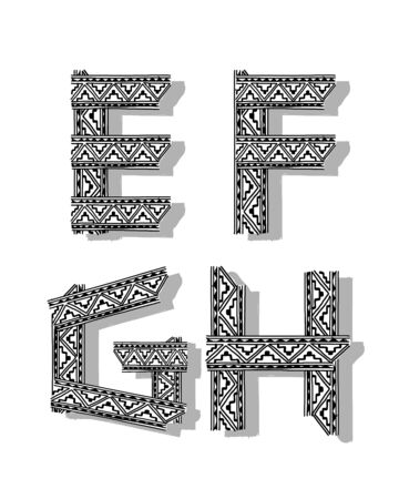 Ethnic font set. Tribal african ornament. Letters for your designのイラスト素材