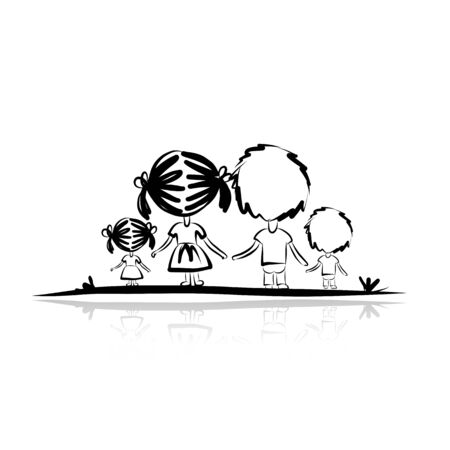 Family sketch for your design. Vector illustrationのイラスト素材