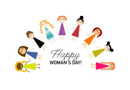 International Women s Day. Vector illustration with cute women for your design card, poster, flyer and otherのイラスト素材