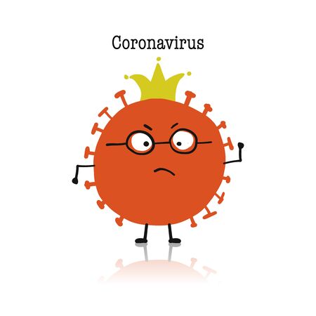 Coronavirus, covid-19. Cute character isolated on whiteのイラスト素材