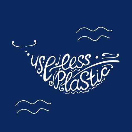 Save ocean. Whale ocean. Lettering. Pollution problem concept, ecology banner for your designのイラスト素材