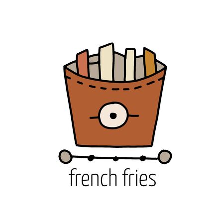 French Fries, outline simple style. fast food design icon for print, web or mobile appのイラスト素材