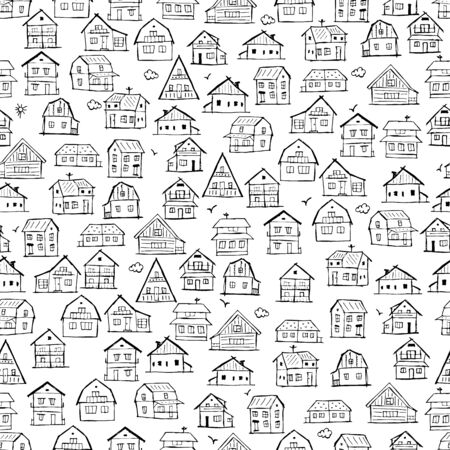 Cityscape background, seamless pattern for your design. Vector illustrationのイラスト素材