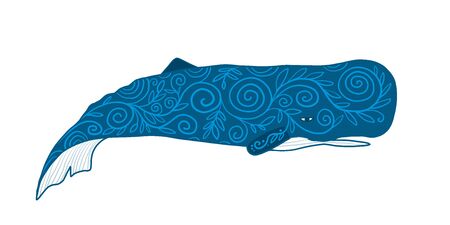 Wild Whale with Ethnic Ornamentsのイラスト素材