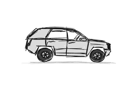 Tuned SUV, sketch for your design. Vector illustrationのイラスト素材