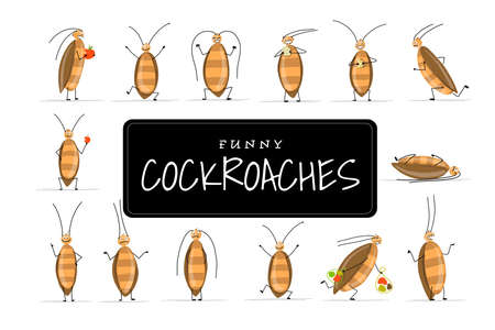 Funny cockroaches set for your designのイラスト素材