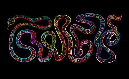 Snake shape. tribal ethnic ornament for your designのイラスト素材