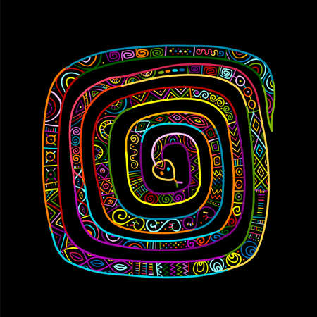 Snake shape. tribal ethnic ornament for your designのイラスト素材