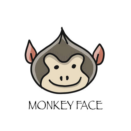 Funny monkey face. Sketch for your design. Childish styleのイラスト素材