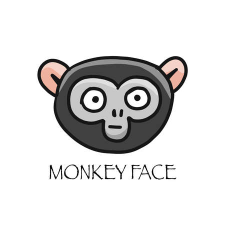 Funny monkey face. Sketch for your design. Childish style