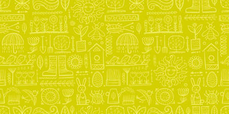 Spring and Gardening Background. Seamless Pattern for your designのイラスト素材
