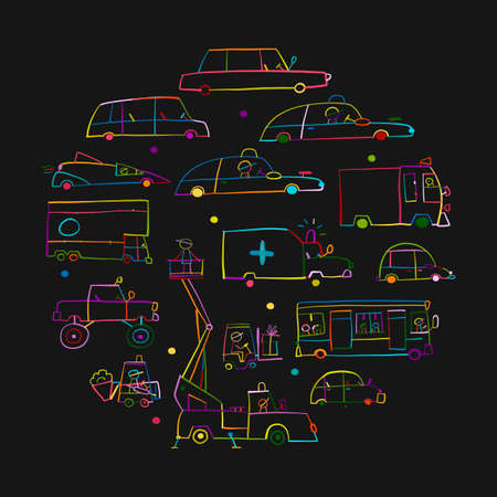 Traffic Jam. Cars on Road. Sketch for your designのイラスト素材