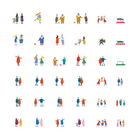 Big People Collection. Winter season lifestyle. Set for your designのイラスト素材