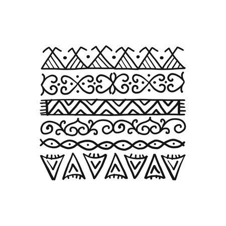 Ethnic handmade ornament, Folk Nordic frame for your designのイラスト素材