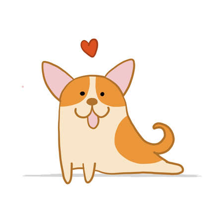Corgi dog. Funny Puppy. Sketch for your designのイラスト素材