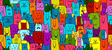 Funny dogs family, seamless pattern for your designのイラスト素材