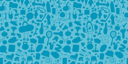 Healthy Lifestyle Background. Sport and activity. Fintess design elements. Seamless Pattern