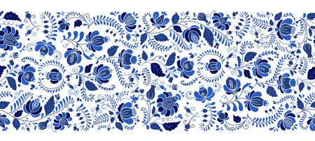 Gzhel decorative ornament. Seamless Pattern Background. Vector illustration
