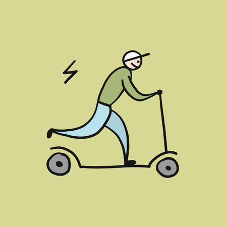 Scooter Comics, Rental Bike Icons Design, Ecological Green transport.のイラスト素材
