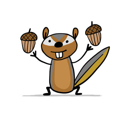 Funny Chimpank with nut. Ground Squirrel. Sketch for your designのイラスト素材
