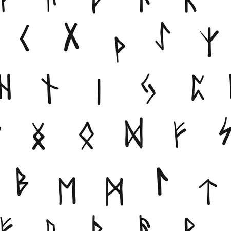 Runes, seamless pattern background. Ancient occult symbolsのイラスト素材