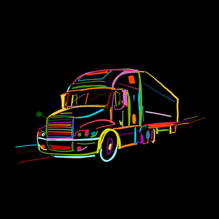 Truck illustration. Carriage of goods. Sketch for your designのイラスト素材