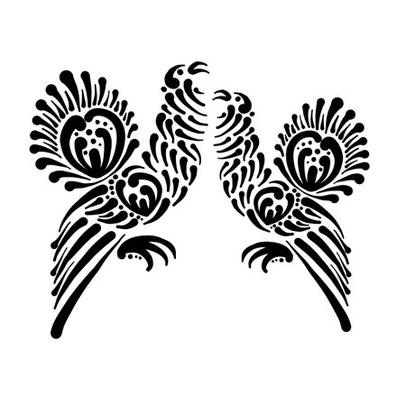 Couple of CaperÑaillie, stylized art. Vector illustration for your designのイラスト素材
