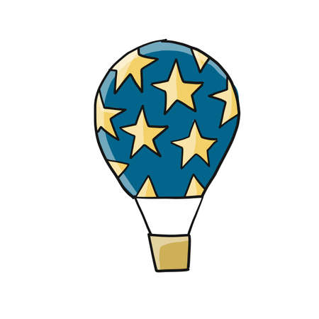 Hot Air Balloon isolated on white. Sketch for your designのイラスト素材