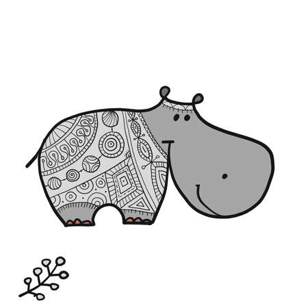 Hippopotamus, cute hippo character for your designのイラスト素材