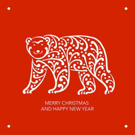 Christmas card with ornate bear for your designのイラスト素材
