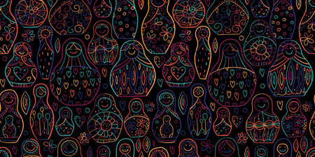Seamless pattern with russian nesting dolls, Matryoshkaのイラスト素材