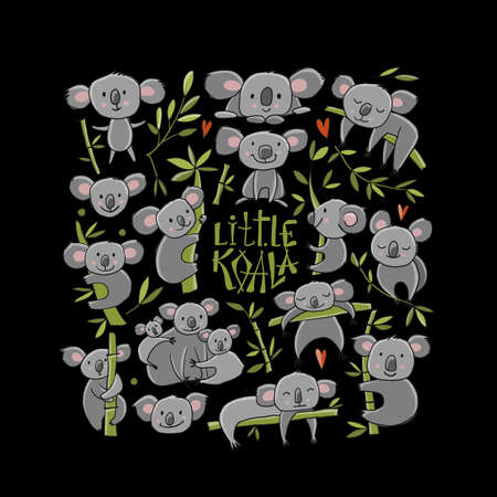 Little Koala Family. Collection for your designのイラスト素材