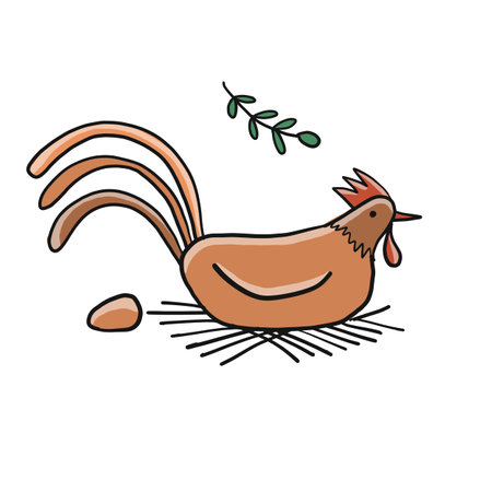 Funny Chicken character with egg isolated on white. Icon for your designのイラスト素材