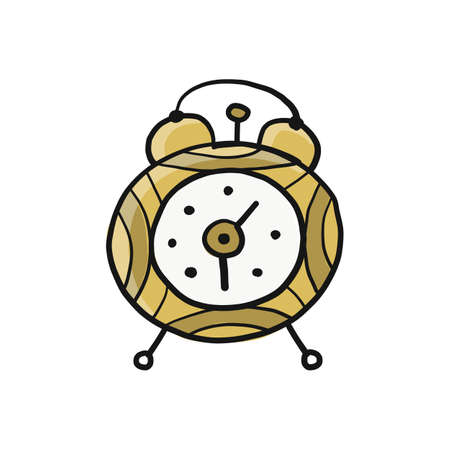 Alarm clock, sketch drawing isolated on white. Icon for your designのイラスト素材