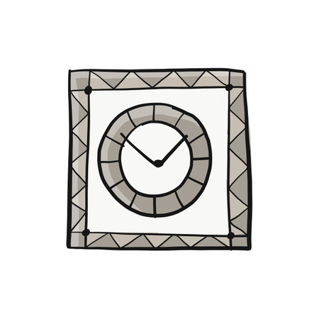 Square shape clock design. Art icon isolated on white
