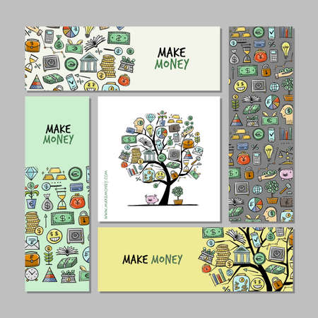 Make money, investment concept art for your business. Creative ideas for cards, banner, web, promotional materials. Corporate identity template. Vector illustrationのイラスト素材
