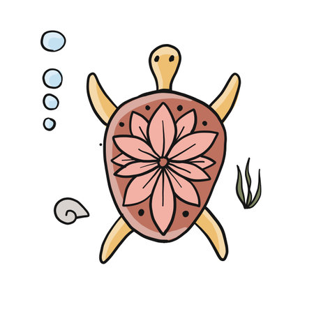 Cute Turtle design. Tortoise art print isolated on whiteのイラスト素材