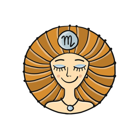 Virgo Woman Circle logo. Sketch for your designのイラスト素材