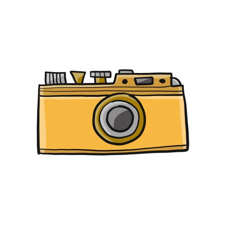 Old fashioned vintage photocamera isolated on white for your design. Vector illustrationのイラスト素材