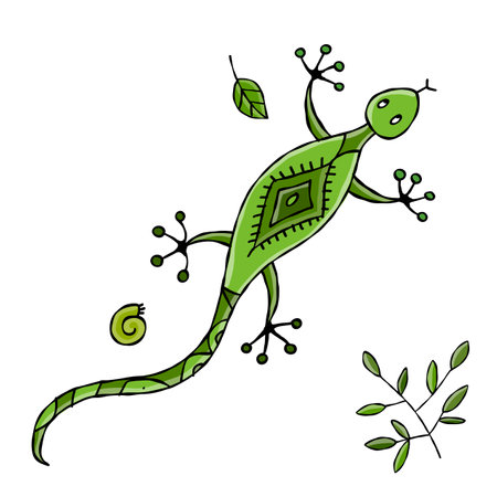 Lizard character, jungle animal. Chameleon isolated for your design. Vector illustrationのイラスト素材