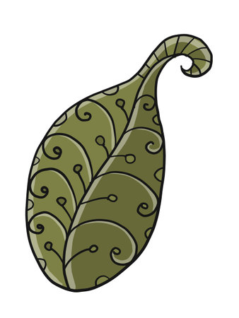 Green leaf ornament isolated on whiteのイラスト素材