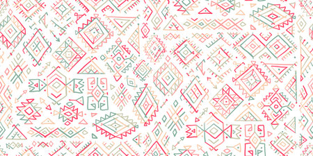 Tribal decorative background. Ethnic seamless pattern. Aztec geometric backdrop. Native american...
