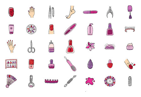 Manicure and pedicure collection. Icons set for your designのイラスト素材